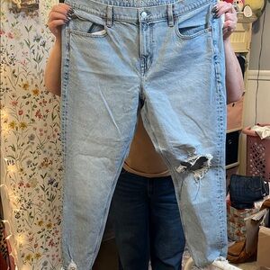 Abercrombie & Fitch Light Blue Ripped Boyfriend Jeans